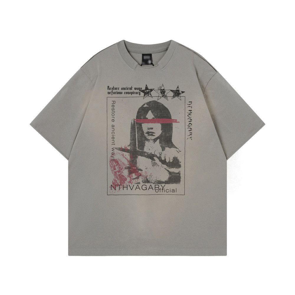 Japanese Brand Men's Pure Cotton Short-Sleeve T-Shirt with Face Print Size US M / EU 48-50 / 2 - 1 Thumbnail