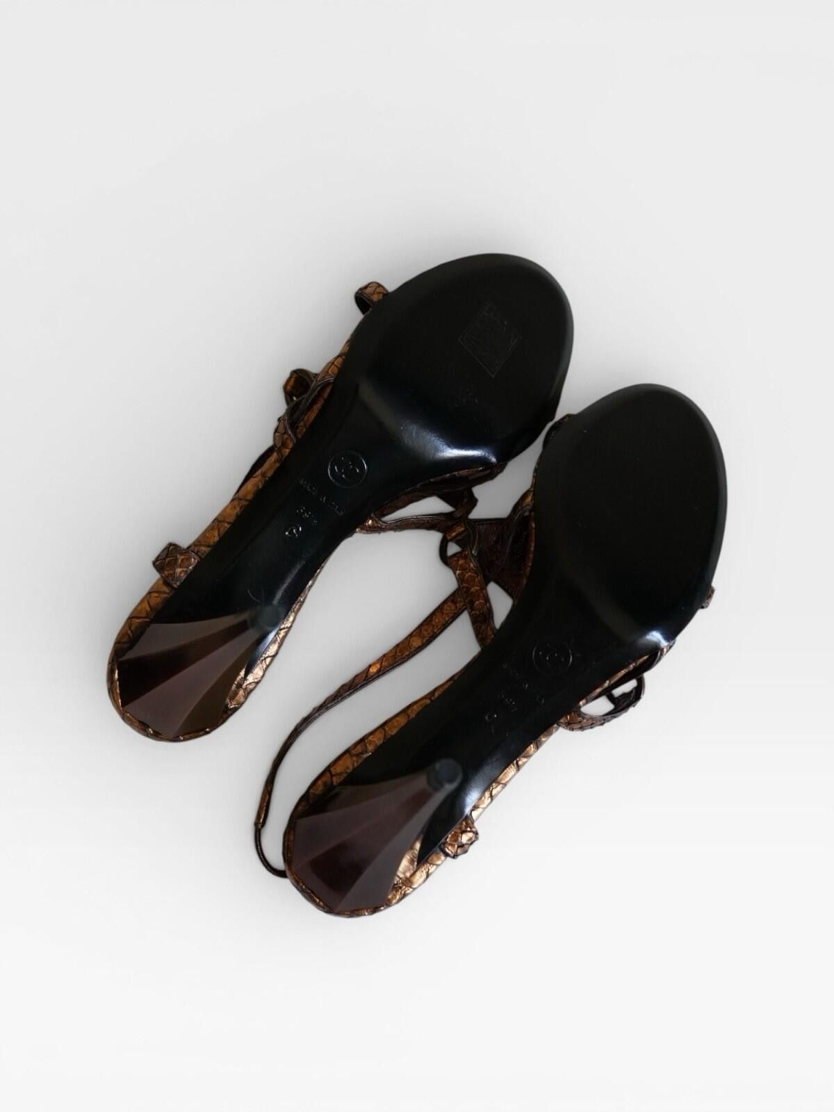 Chanel 2000s Chanel Copper Embossed Python Slingback Heels VINTAGE Size US 9 / IT 39 - 7 Thumbnail