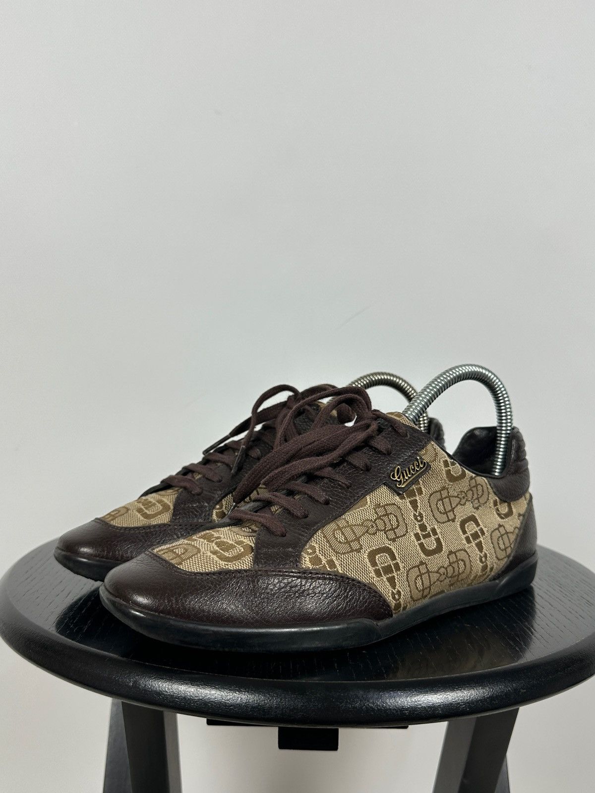 Gucci Gucci GG Monogram Leather/Canvas Lace Up Low Sneakers Size US 6 / IT 36 - 13 Thumbnail