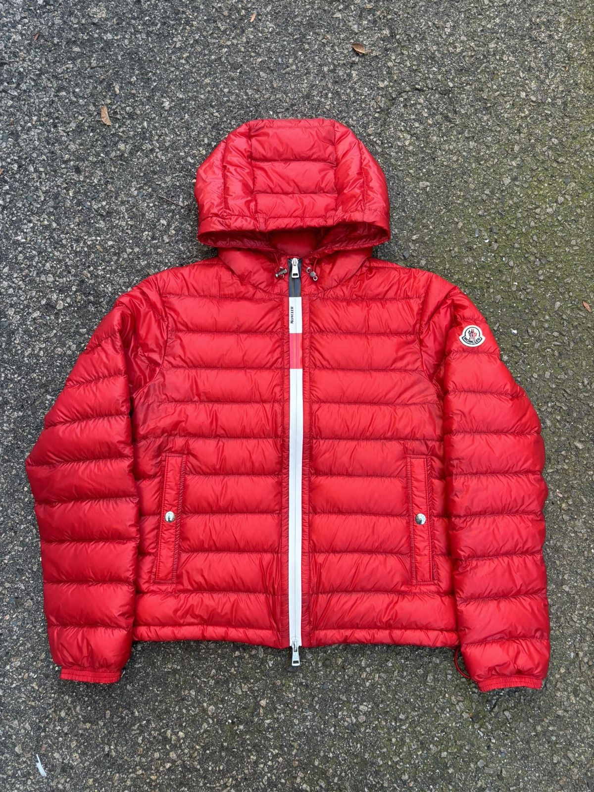 image of Moncler $1100 Red Rook Giubbotto Hooded Puffer Jacket, Men's (Size Small)