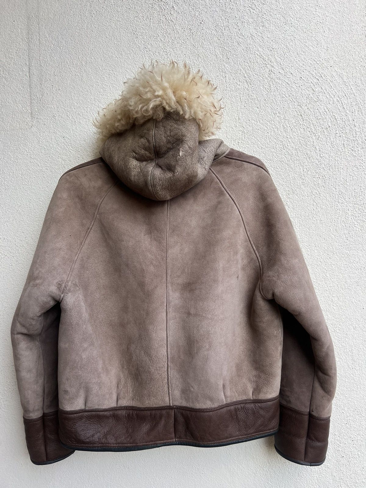 Vintage RARE! VTG Sheepskin Shearling Patina Leather Hoodie Jacket Size US S / EU 44-46 / 1 - 24 Thumbnail