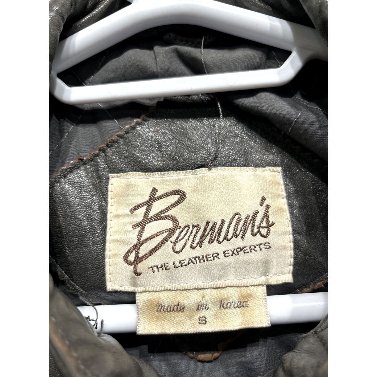 Ben Sherman VINTAGE Bermans Leather Bomber Jacket Mens Small Gray Motorcycle Style Size US S / EU 44-46 / 1 - 4 Thumbnail