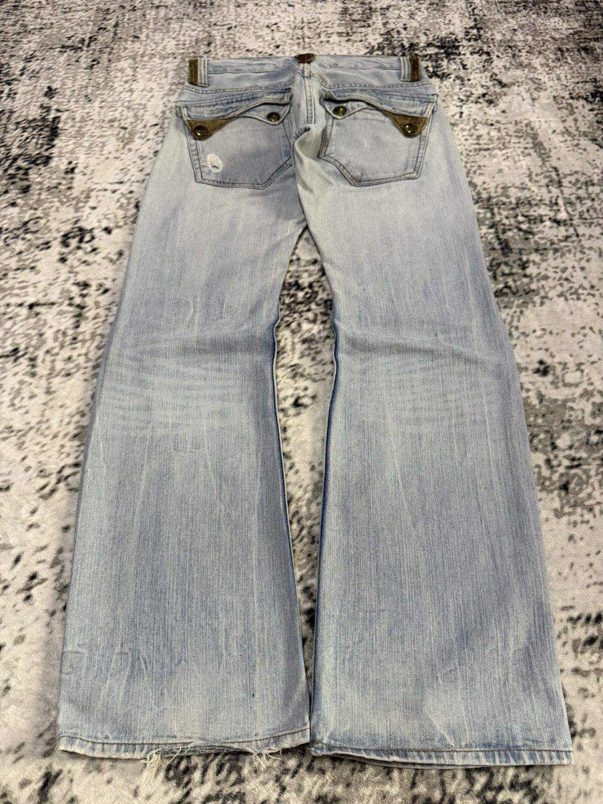 Le Grande Bleu (L.G.B.) Root Three Japan Double Pocket Wide Leg Flare Jeans Size US 30 / EU 46 - 2 Thumbnail