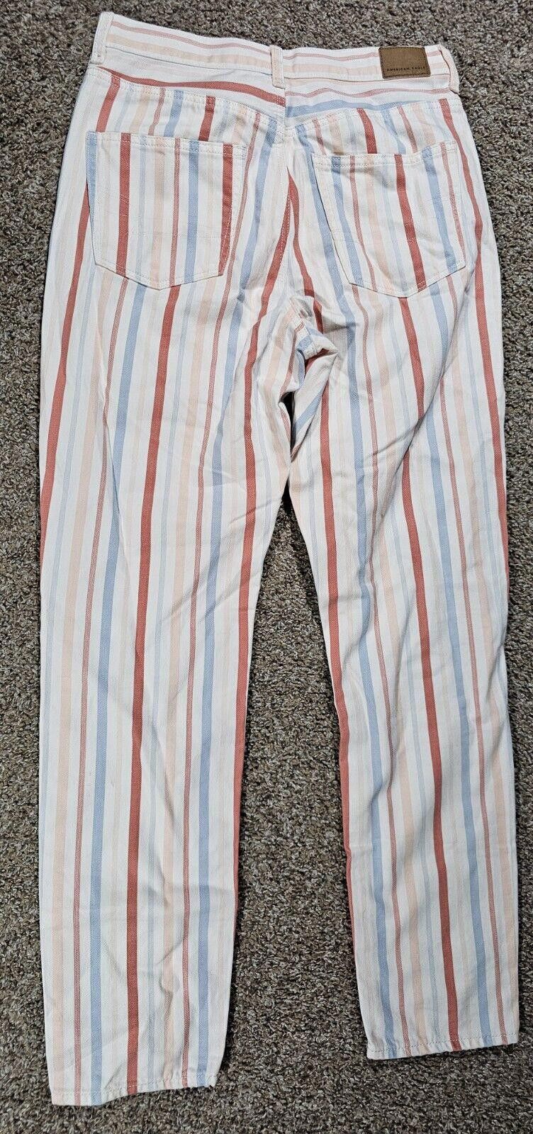 Designer American Eagle Pastel Multicolored Stripe Mom Jean 6 Long Size 28" / US 6 / IT 42 - 8 Thumbnail