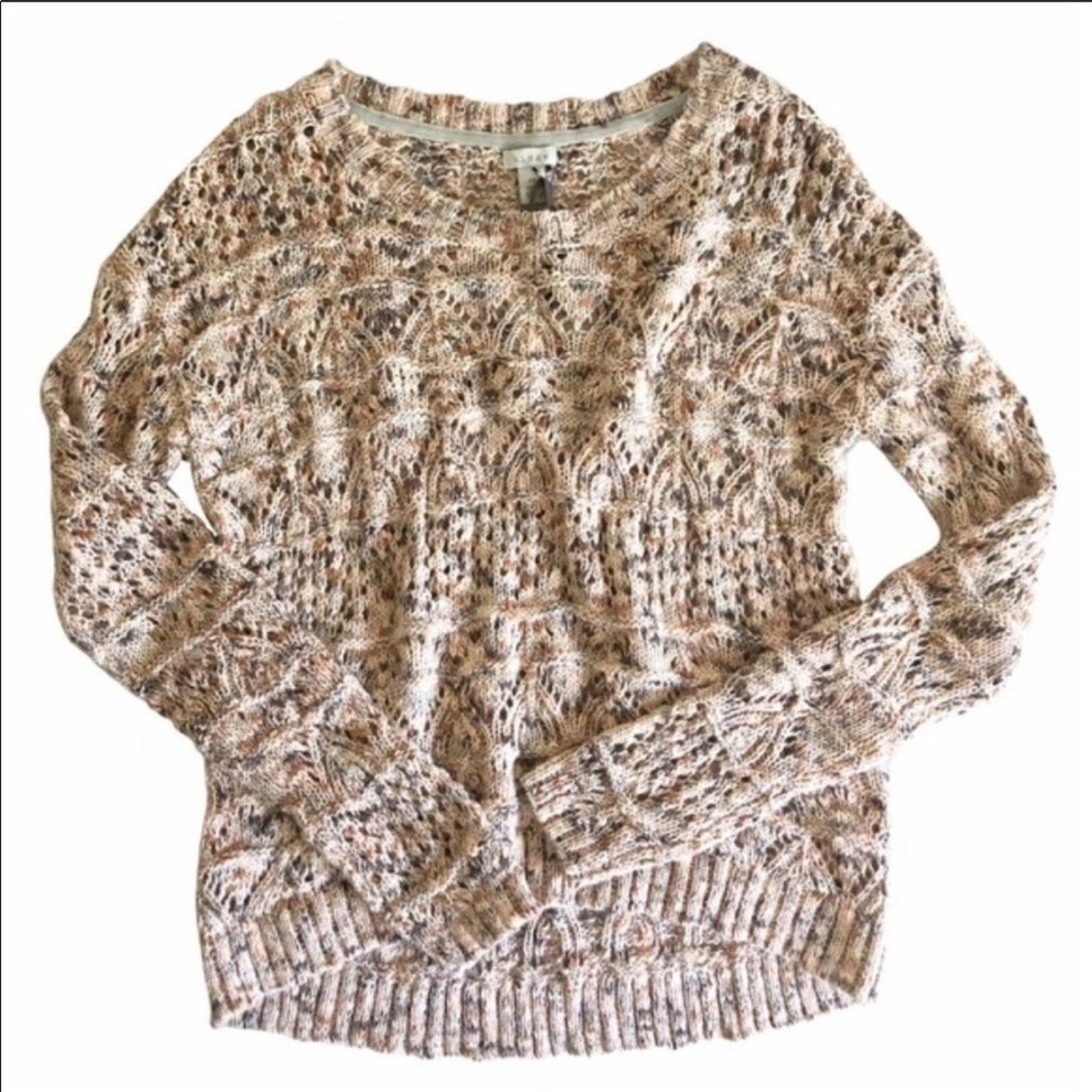 Nordstrom NEW NORDSTROM HINGE Cream Tan Chunky Knit Pullover Sweater Size XS / US 0-2 / IT 36-38 - 4 Thumbnail