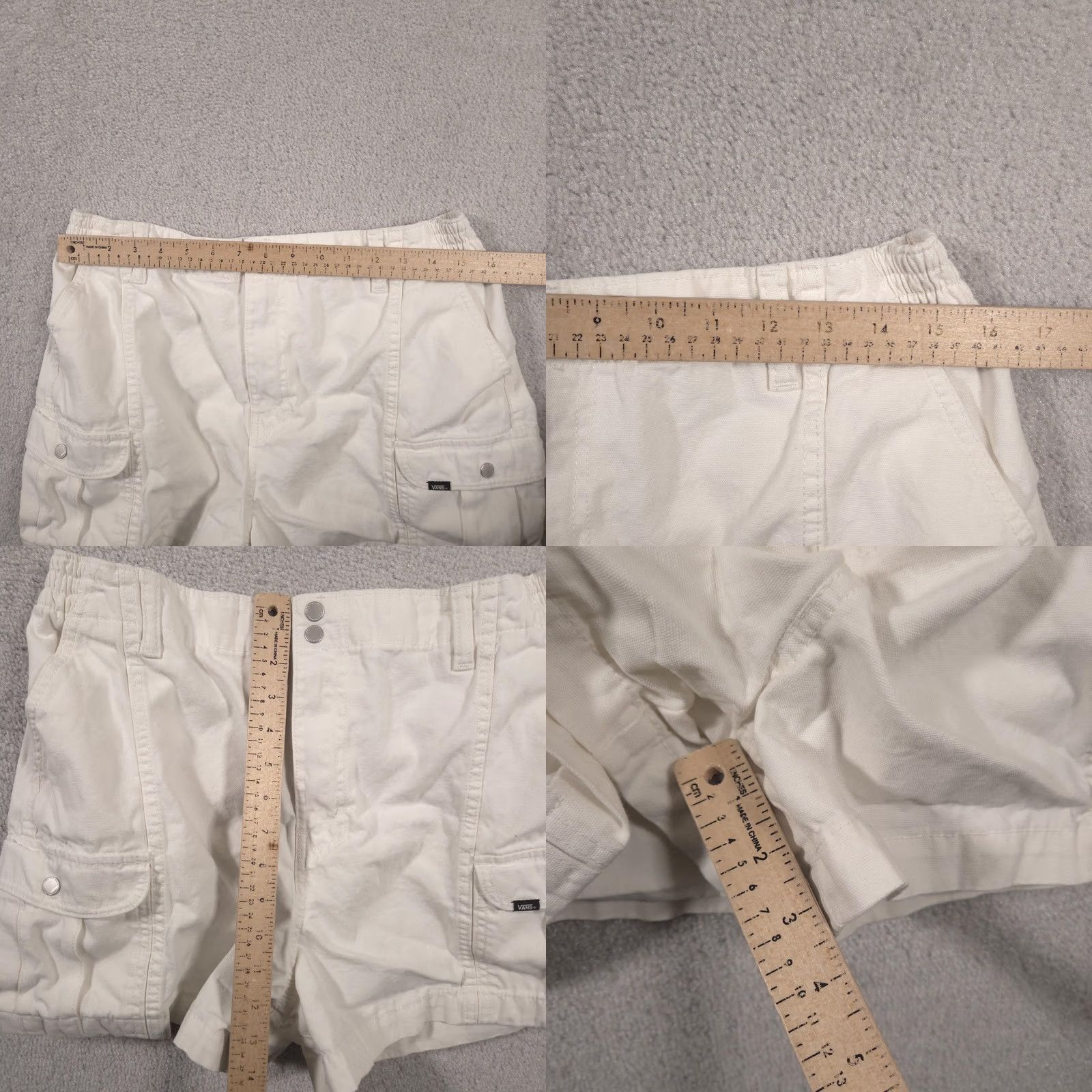 Vans Vans Shorts Womens Large White Cargo Utility Elastic Waist Skate Casual Size 36" / US 14 / IT 50 - 8 Thumbnail