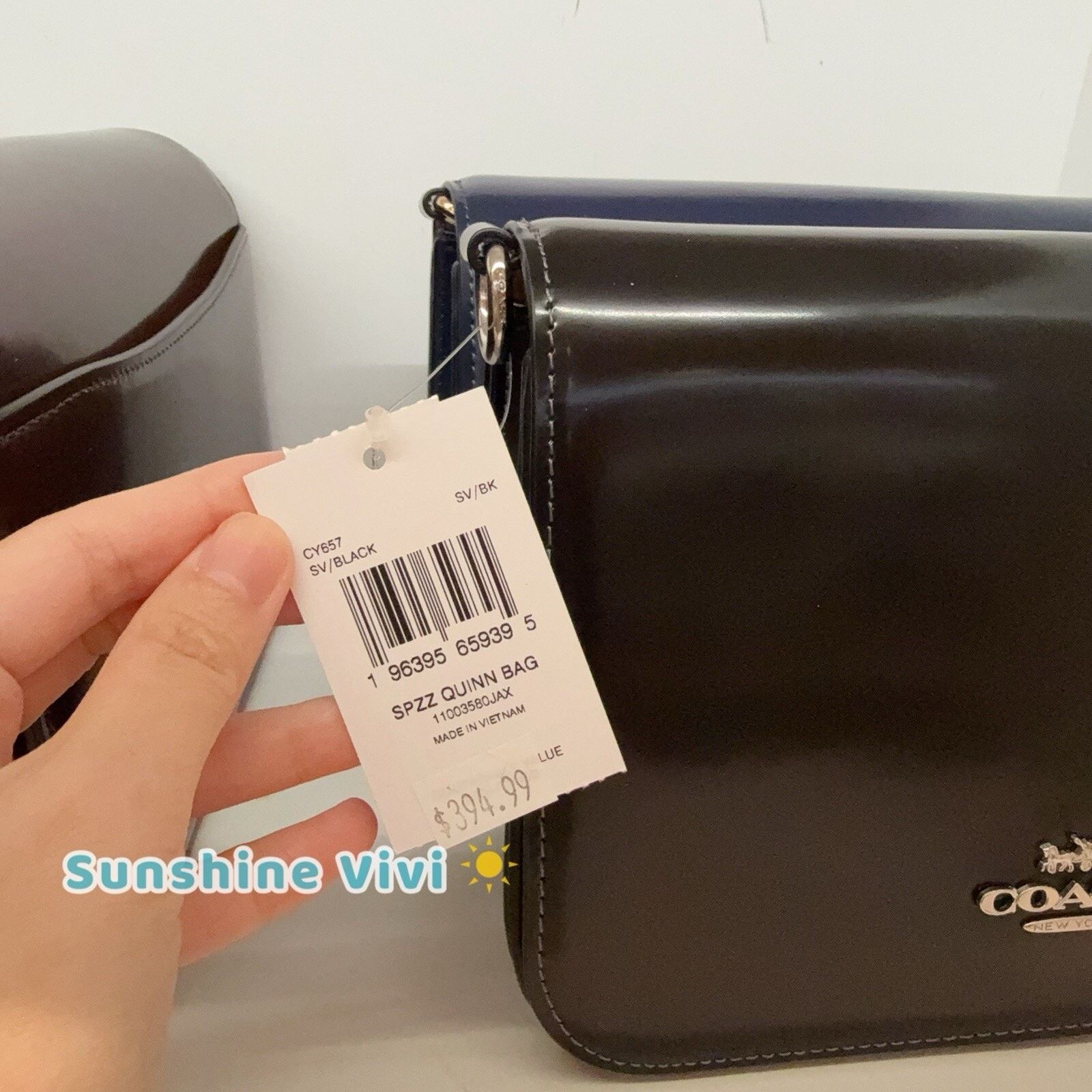 Coach NWT Coach CY657 Spazzolato Leather Quinn Bag Black Size ONE SIZE - 2 Thumbnail