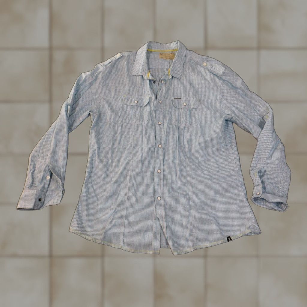 Marcs Marc Ecko Shirt 2XL Blue Button-Up Shirt Mens Casual Hip Hop Western 2XL Blue Button-Down Collar Knit Cotton Long Sleeve Pockets Vintage: No Size US XXL / EU 58 / 5 - 1 Thumbnail