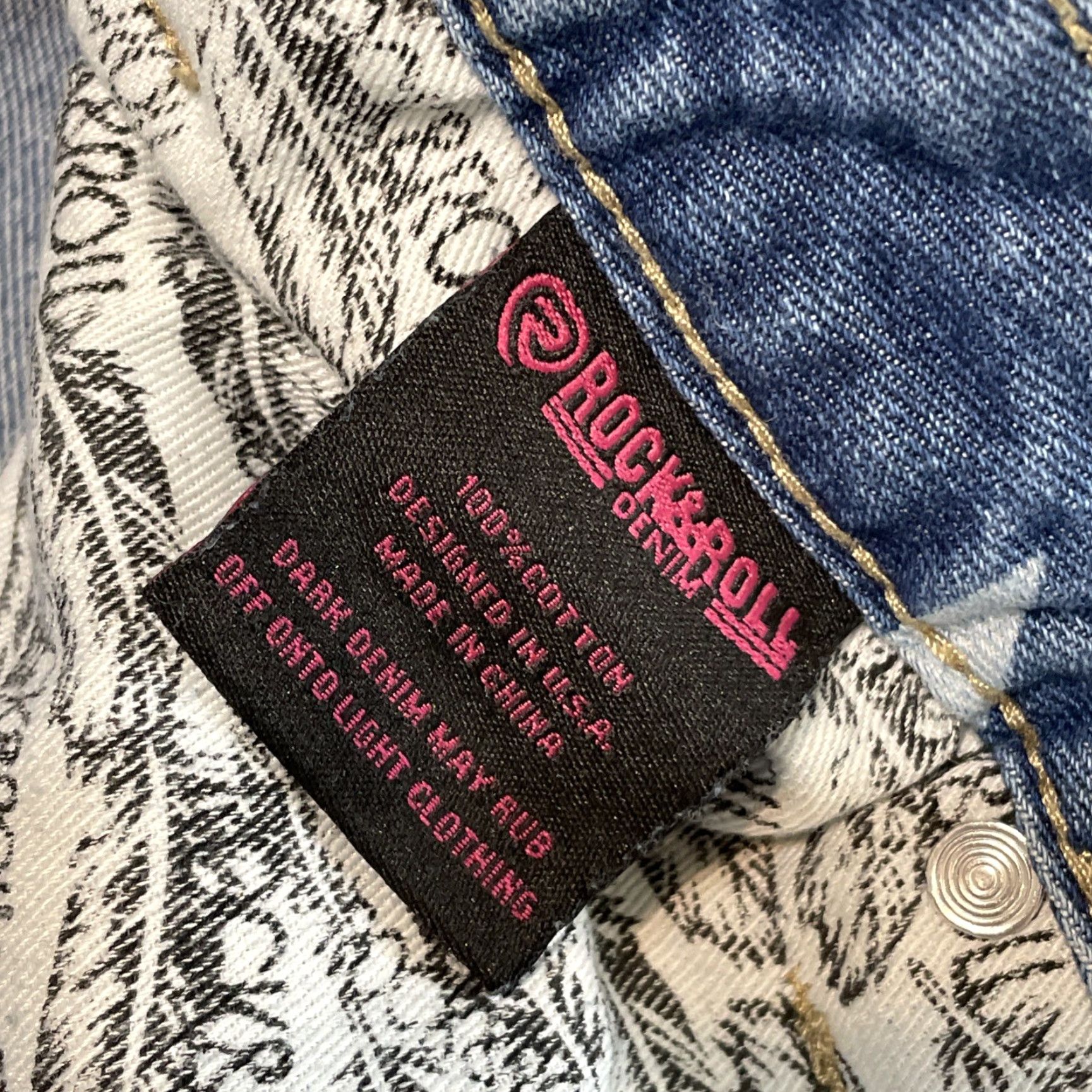 Vintage VINTAGE Rock & Roll Denim Womens Flared Jeans High Rise 29x34 Blue Star Print Size 29" - 3 Thumbnail