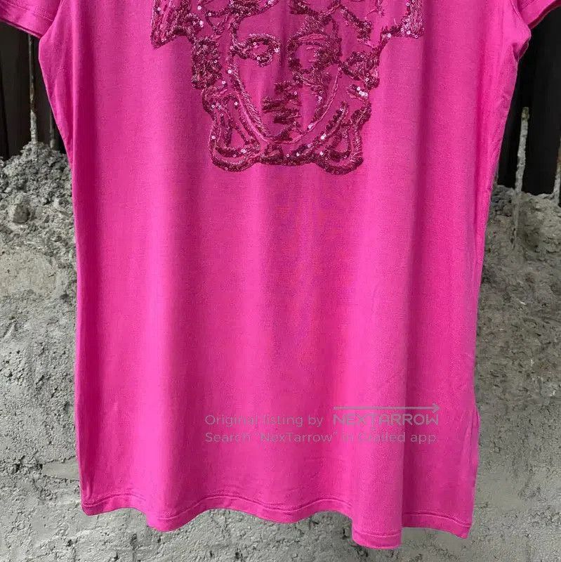 Versace Versace Pink Cotton Short Sleeve T-Shirt . Size L / US 10 / IT 46 - 4 Thumbnail