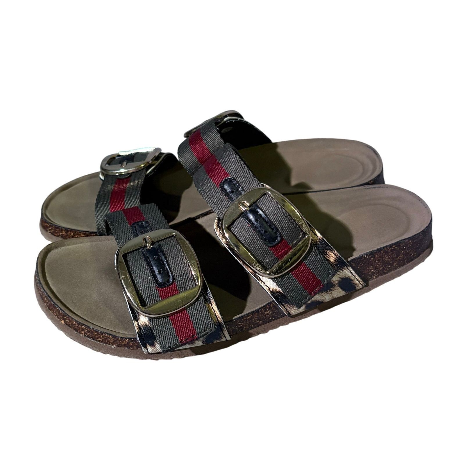 Steve Madden Madden Girl Double Buckle Sandals Size 8 – Striped Slides Size US 7 / IT 37 - 3 Thumbnail