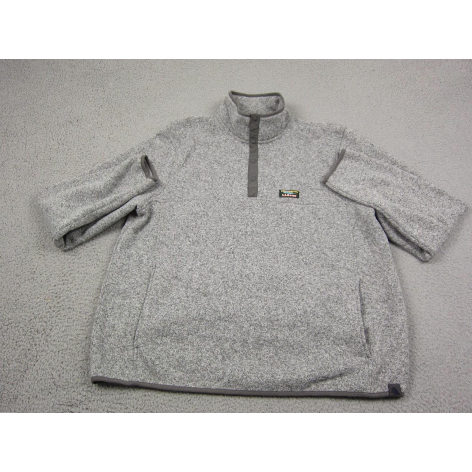 Vintage LL Bean Sweater Mens XL Gray Wool Polyester Fleece 1/4 Snap Button Slightly Fitted Mock Neck Pullover Regular Fit Vintage: No 90s Outdoor Preppy Mens Size US XL / EU 56 / 4 - 2 Thumbnail