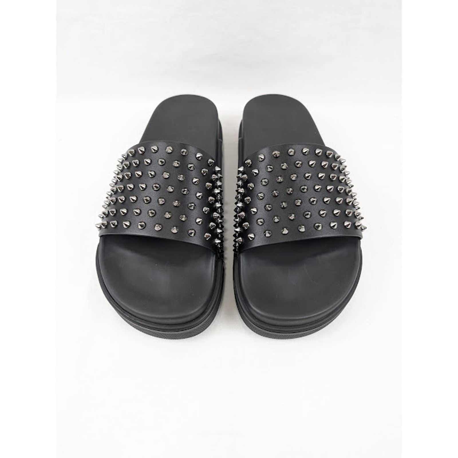 Christian Louboutin o1rshd1 Pool Fun Flat Calf Slippers in Black/Gun Size US 12.5 / EU 45-46 - 14 Thumbnail