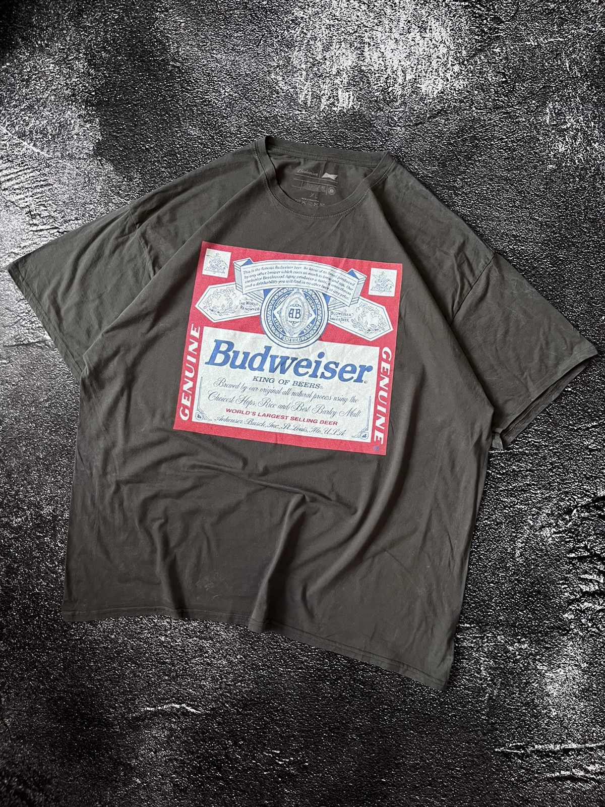 Budweiser Crazy Vintage Y2K Budweiser Beer Washed Grey Tee Shirt Size US XL / EU 56 / 4 - 2 Thumbnail