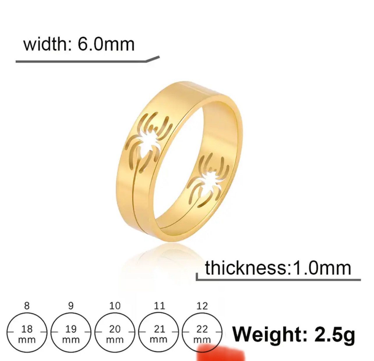 Anime Gold Skyrim Stainless Steel Spider Ring for Men Women Size ONE SIZE - 5 Thumbnail