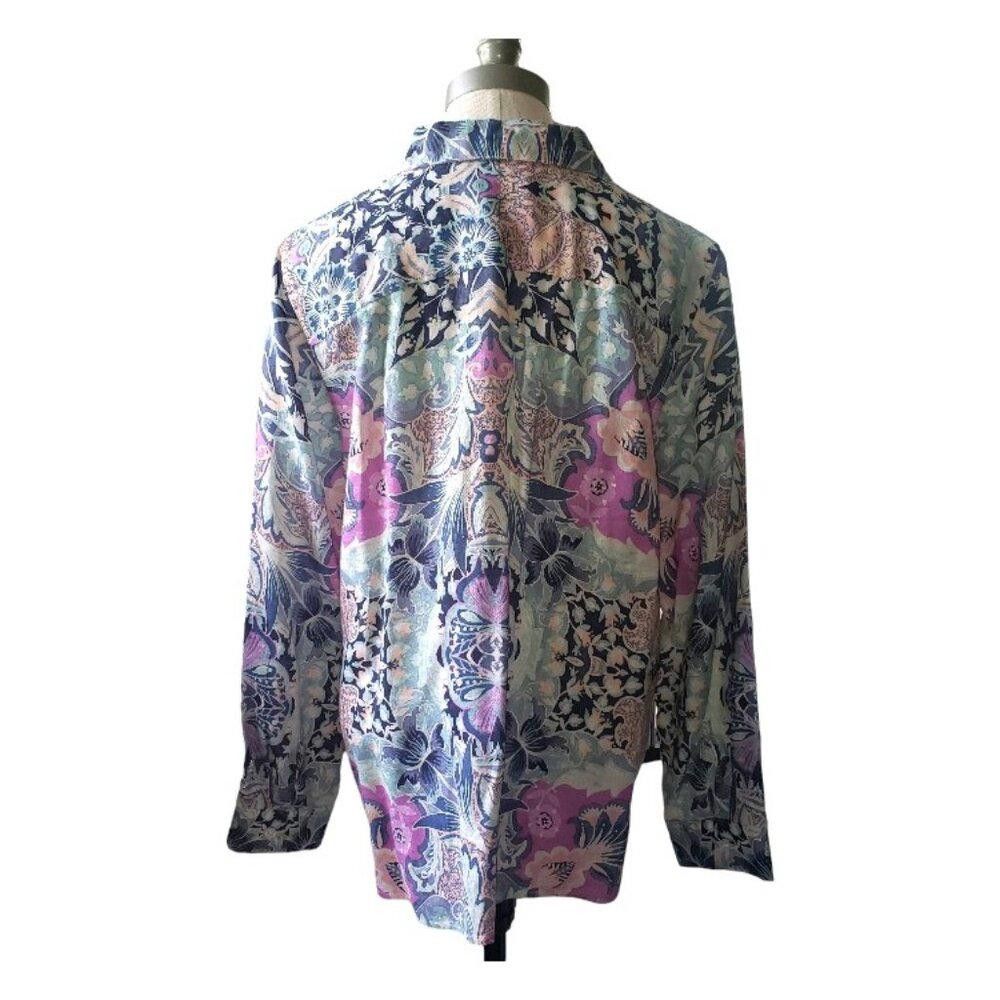 Chicos CT1682 Chico's NWOT Floral Pastel Button Down Shirt 2 Size L / US 10 / IT 46 - 4 Thumbnail