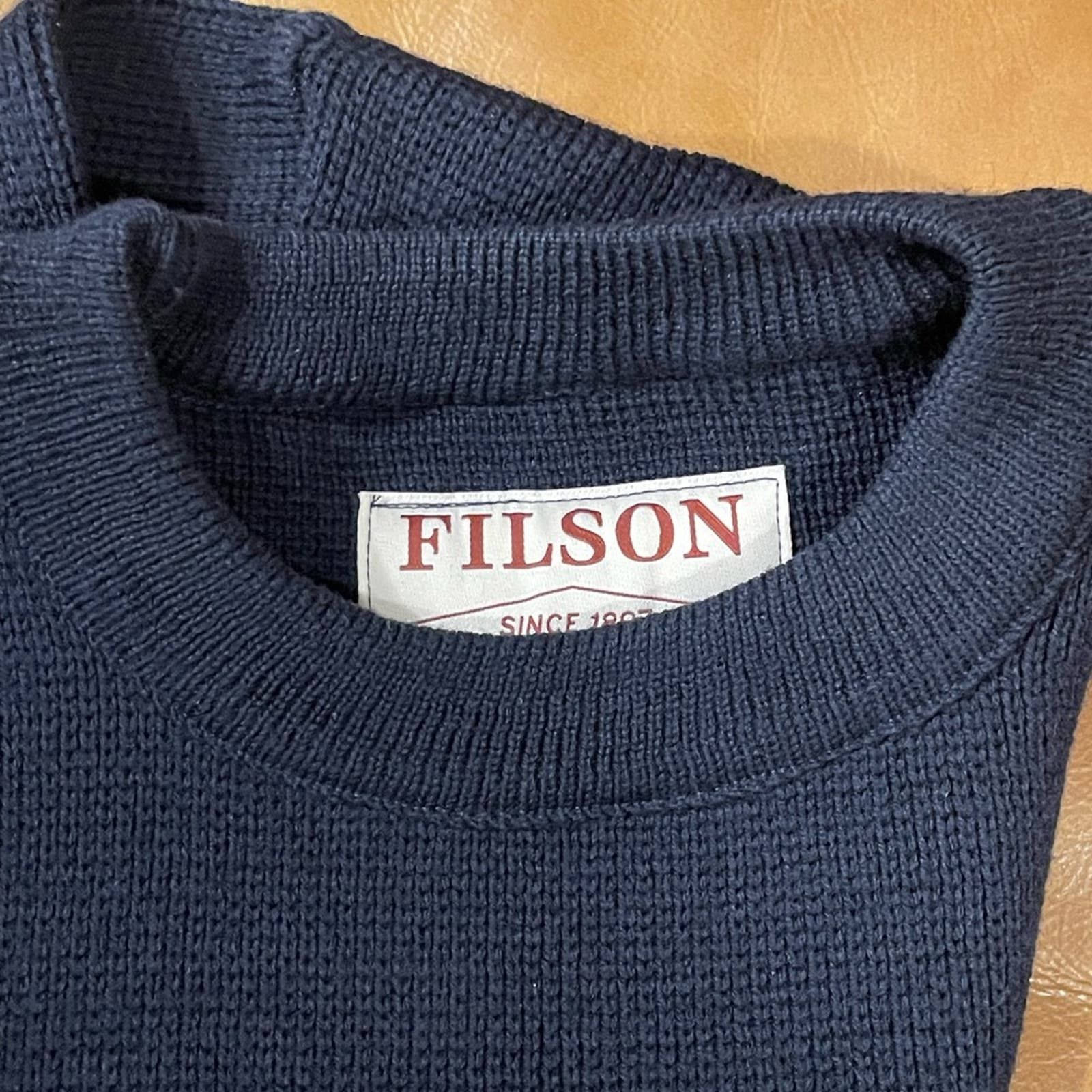 image of Filson Merino Wool Guide Sweater Navy Crewneck Made Usa 3Xl in Blue, Men's (Size 2XL)