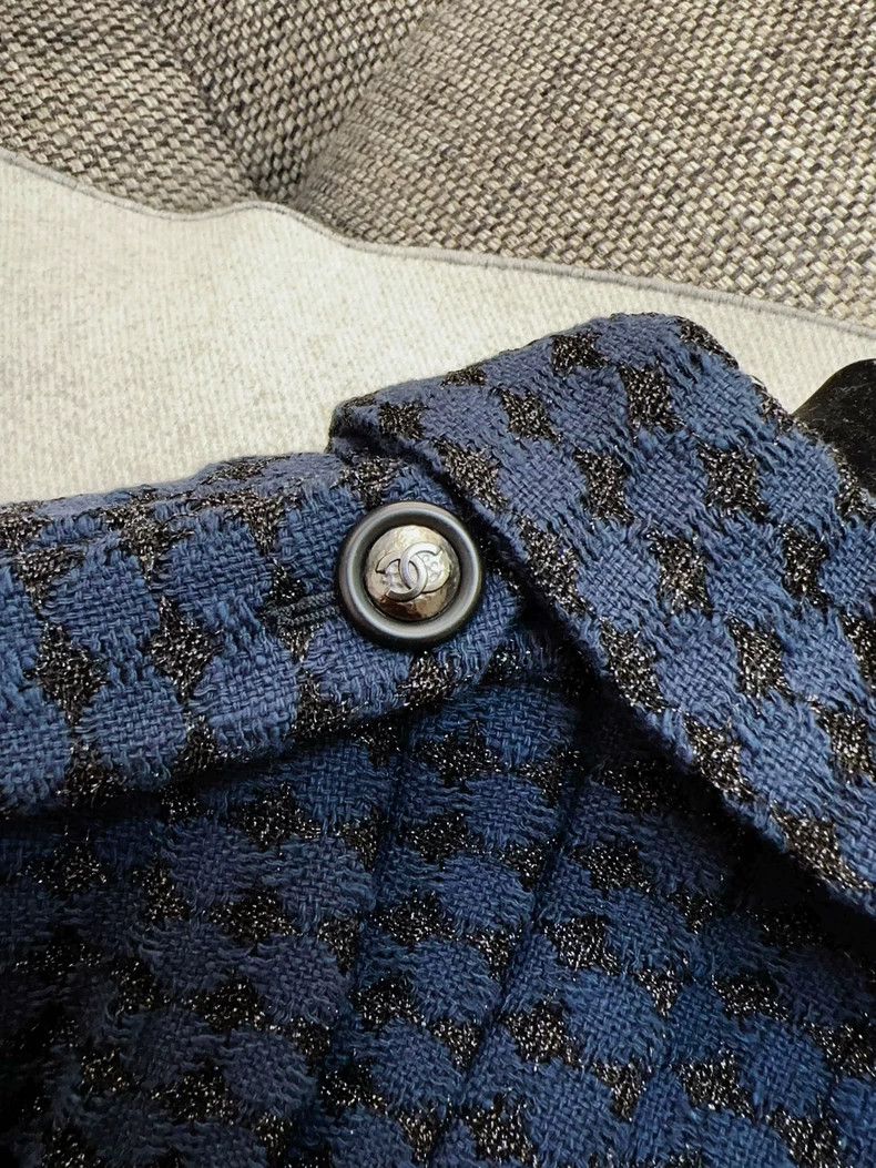 Chanel Chanel Dark blue woven pleated lapel coat Size XXS / US 00 / IT 34 - 2 Thumbnail