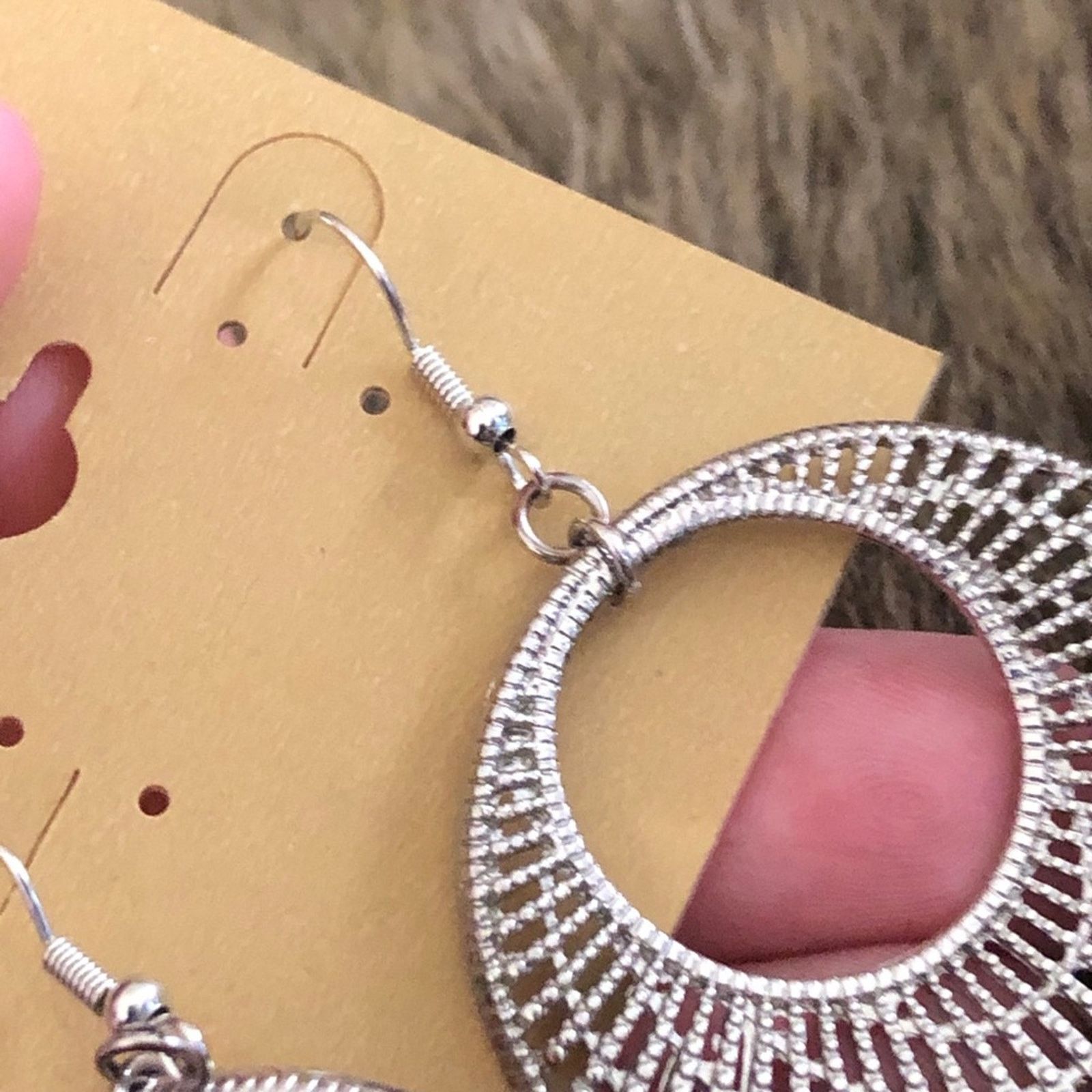 Jewelry Large silver tone disc fish hook earrings Size ONE SIZE - 3 Thumbnail