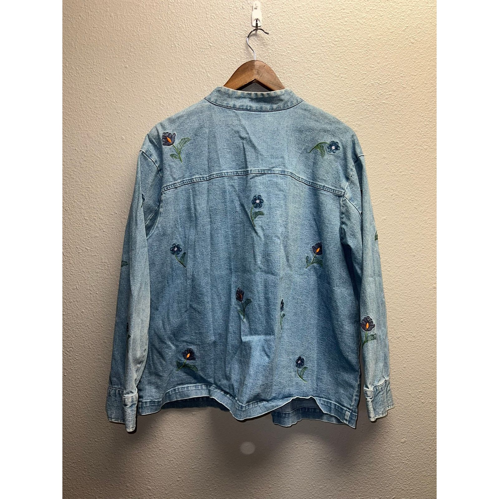 Vintage Vintage Denim Floral Jacket Denim & Co Button Up Jacket 1X Size XL / US 12-14 / IT 48-50 - 8 Thumbnail