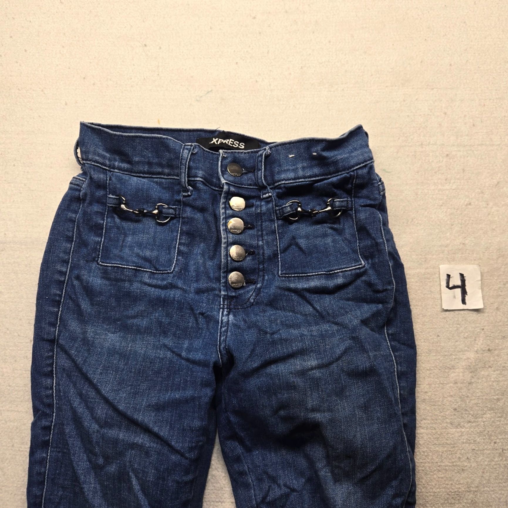 Express VINTAGE Express Jeans Denim Pants Five Button Adult Women Size 2 Blue Embroidered Skinny 90s Womens Size 26" / US 2 / IT 38 - 2 Thumbnail
