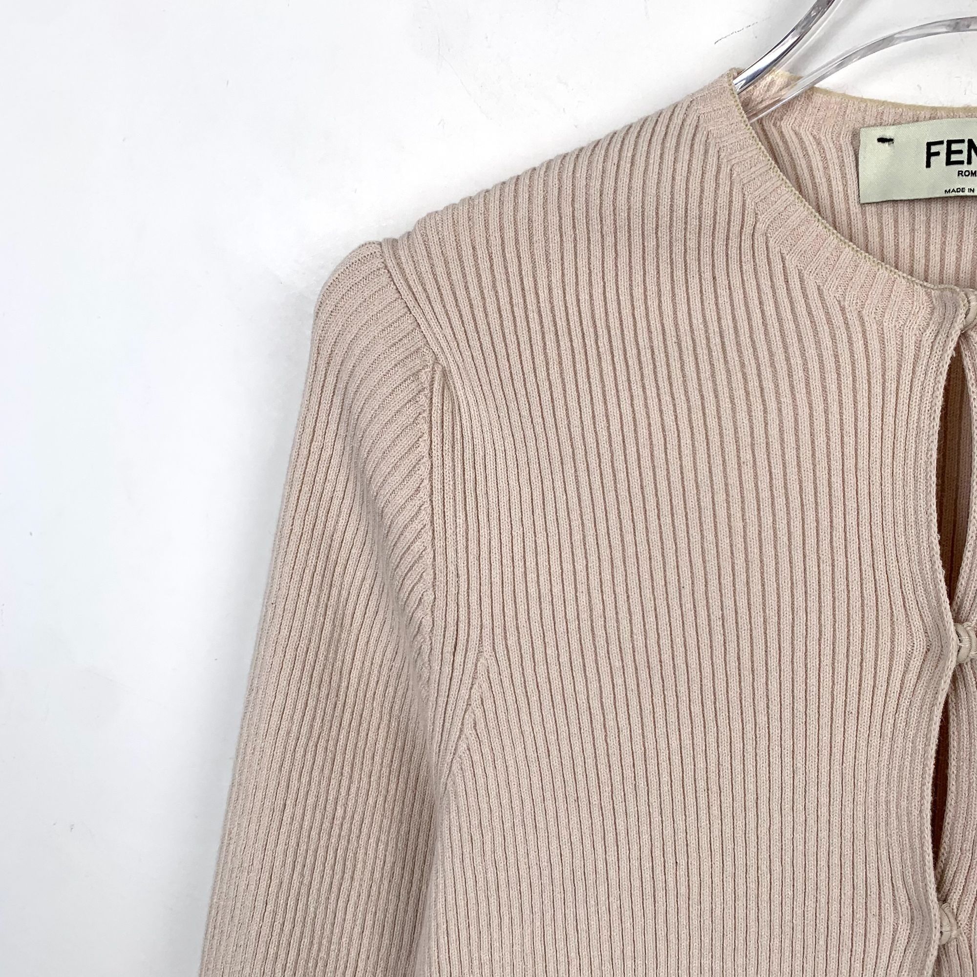 Fendi Fendi Beige Cotton Long Sleeve Knitted Cardigan (Size L) Size M / US 6-8 / IT 42-44 - 6 Thumbnail