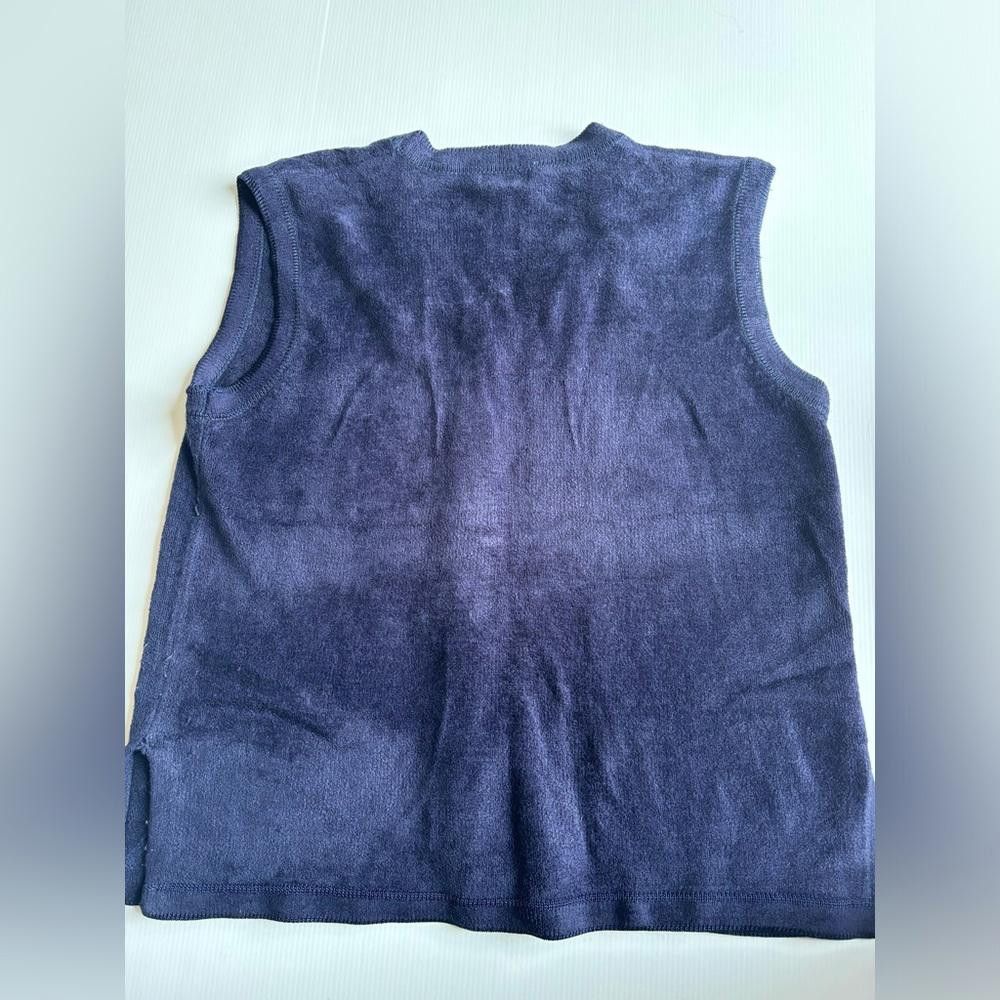 Designer Vintage Blue Embroidered Vest Size XL / US 12-14 / IT 48-50 - 2 Thumbnail