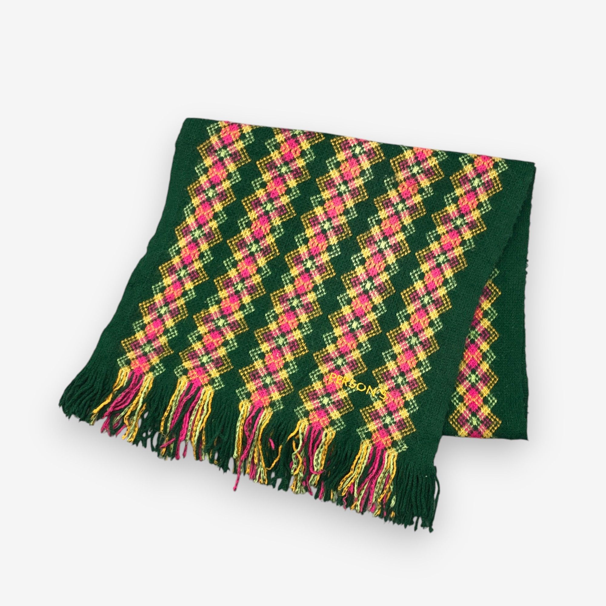PERSON'S Vintage Person's Scarf Muffler Wool Argyle Fringe Scarves Size ONE SIZE - 3 Thumbnail
