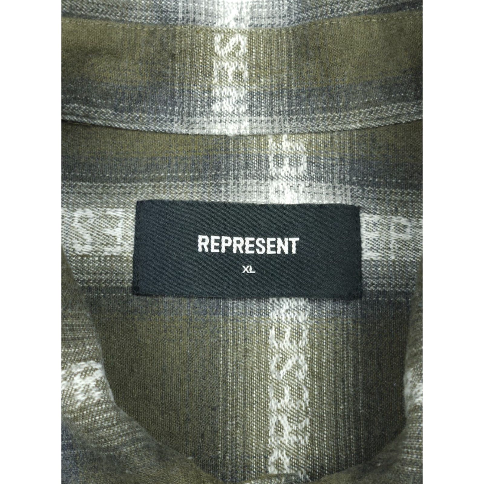 Vintage VINTAGE REPRESENT Flannel Snap Shirt Men's XL Green AOP Spellout Cotton Blend Size US XL / EU 56 / 4 - 7 Thumbnail