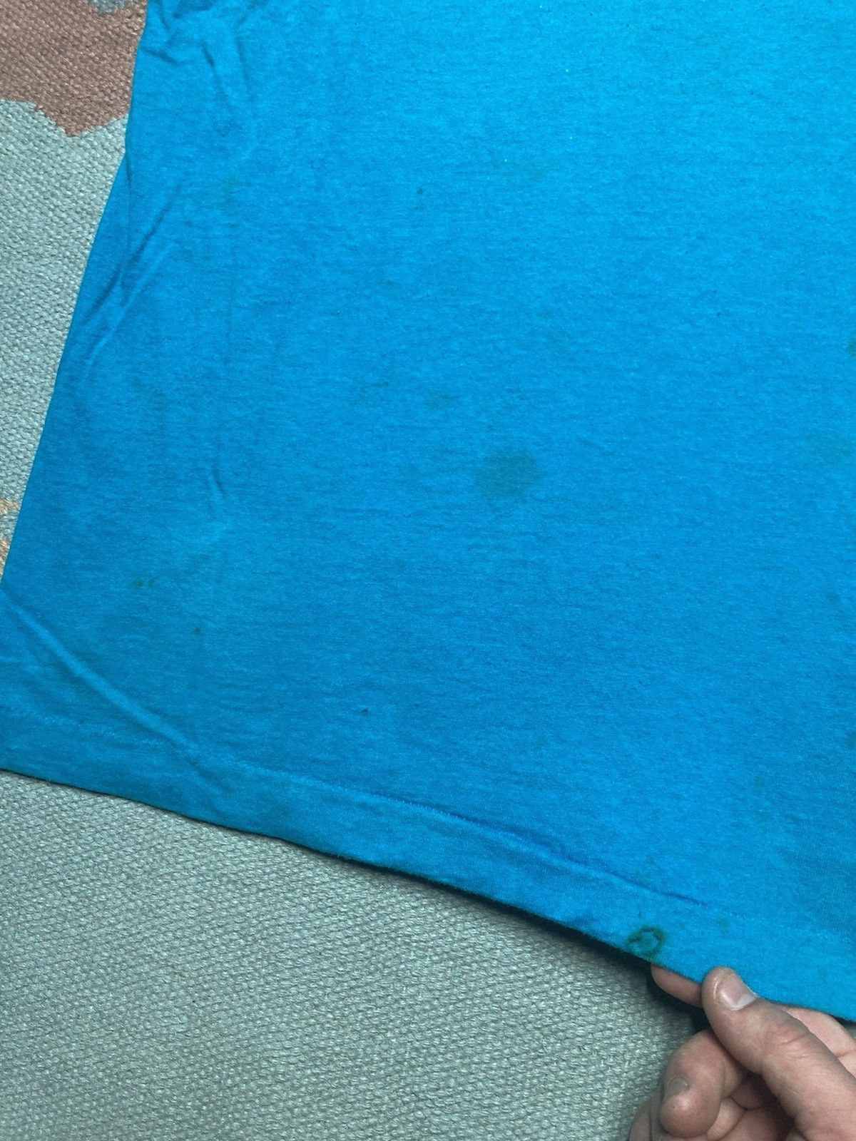 Vintage 80s pocket t shirt blank teal fruit of loom cotton soft XL Size US XL / EU 56 / 4 - 2 Thumbnail