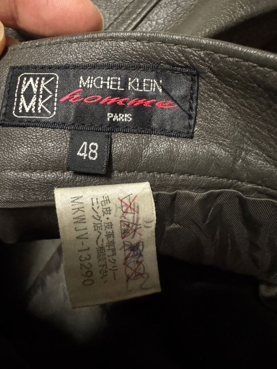Michel Klein 💥Vintage 90s Michel Klein Homme Paris Leather Pants Dark Size US 28 / EU 44 - 10 Thumbnail