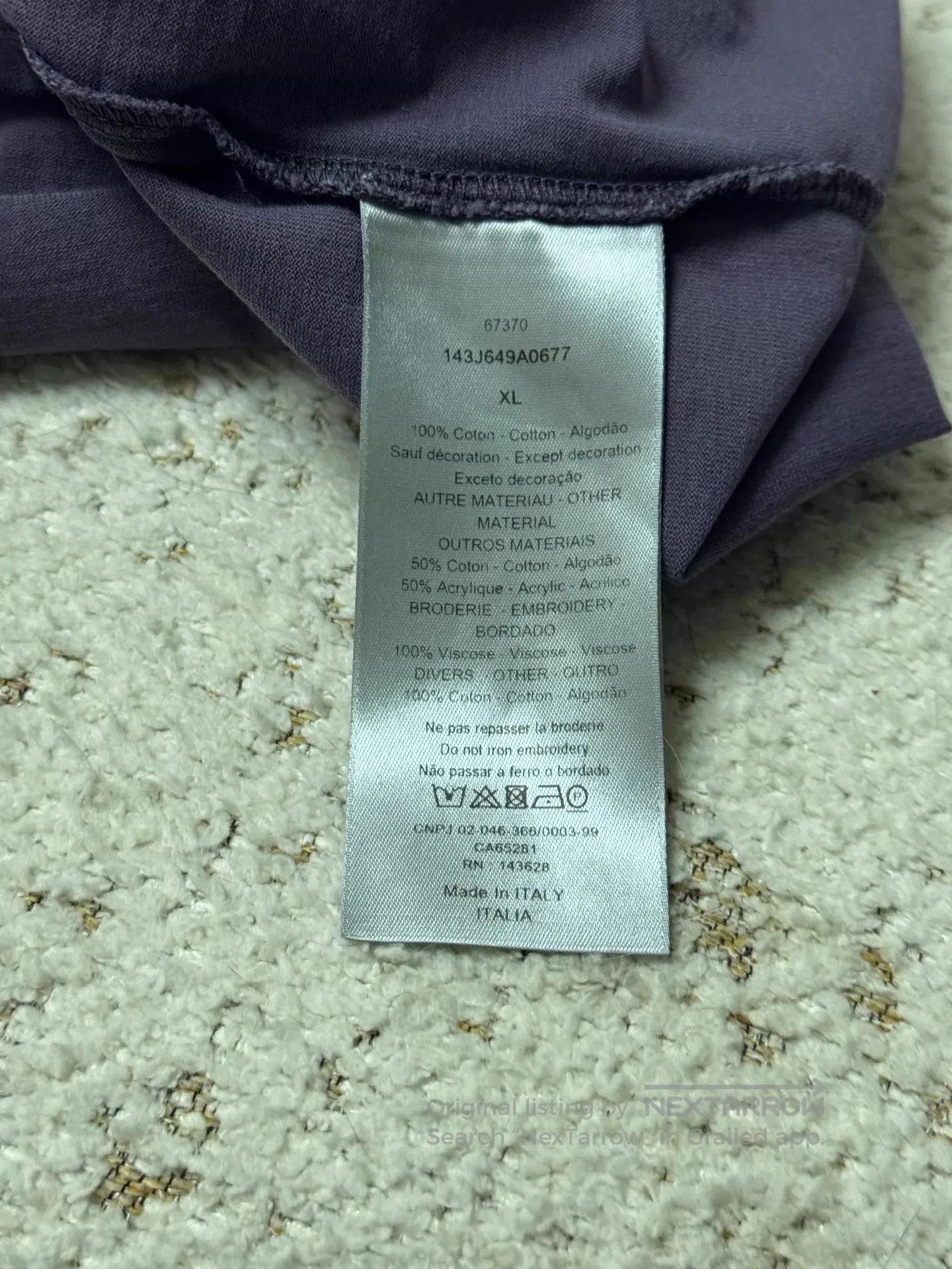 Dior Purple Short Sleeve T-Shirt with Embroidered Design. Size US XL / EU 56 / 4 - 4 Thumbnail
