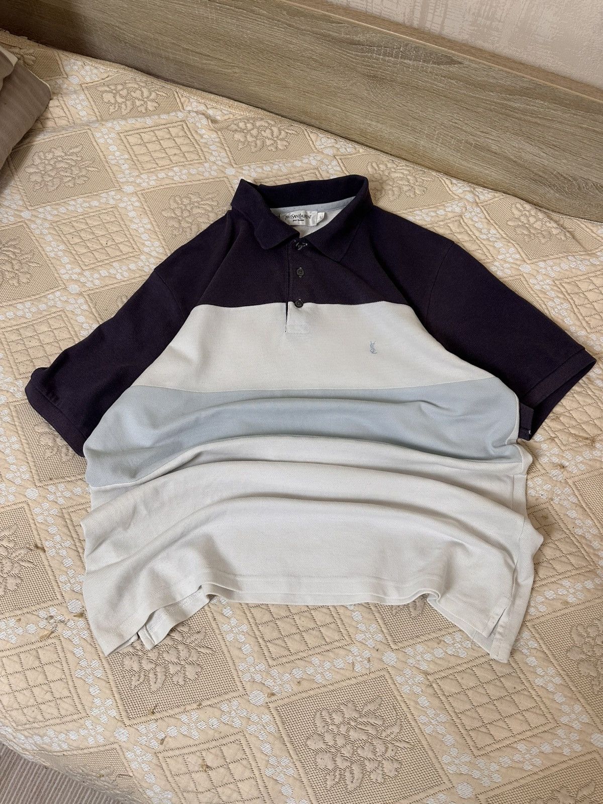 Yves Saint Laurent 🔥 Yves Saint Laurent Faded Logo YSL Polo T Shirt Vintage Y2K Size US L / EU 52-54 / 3 - 6 Thumbnail