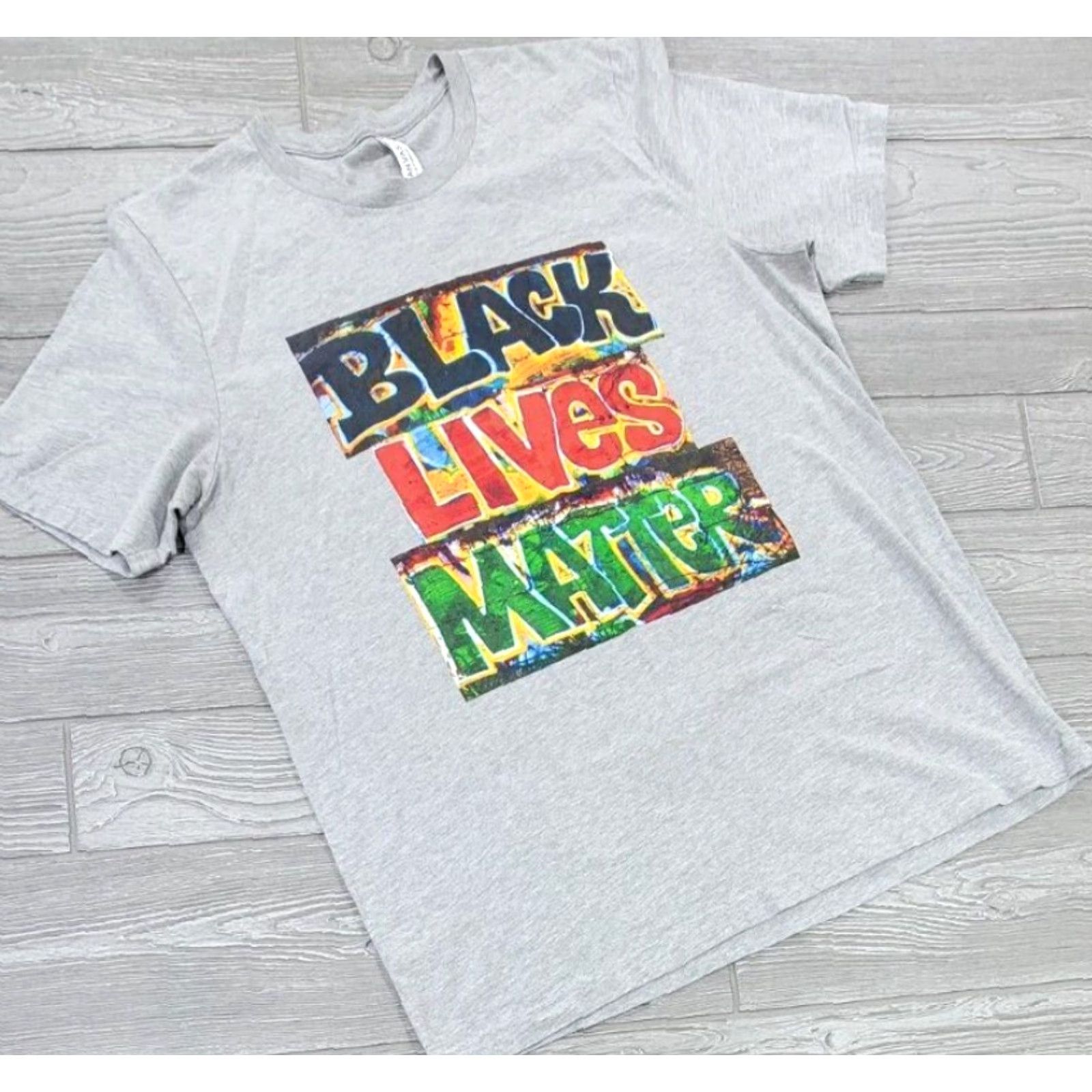 Vintage Nike Black Lives Matter Shirt Gray Black Red Green Graffiti Logo XL Short Sleeve Shirt Mens 90s Block Logo Logo Size US XL / EU 56 / 4 - 2 Thumbnail