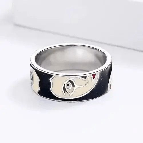 Japanese Brand Creative Handmade Irregular Half Face Enamel Heart Ring Size ONE SIZE - 4 Thumbnail