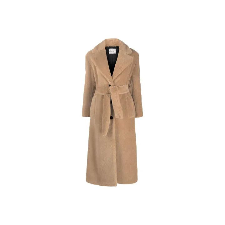 Miu Miu Miu Miu Beige Long Coat with Belt 0079 Size S / US 4 / IT 40 - 1 Thumbnail