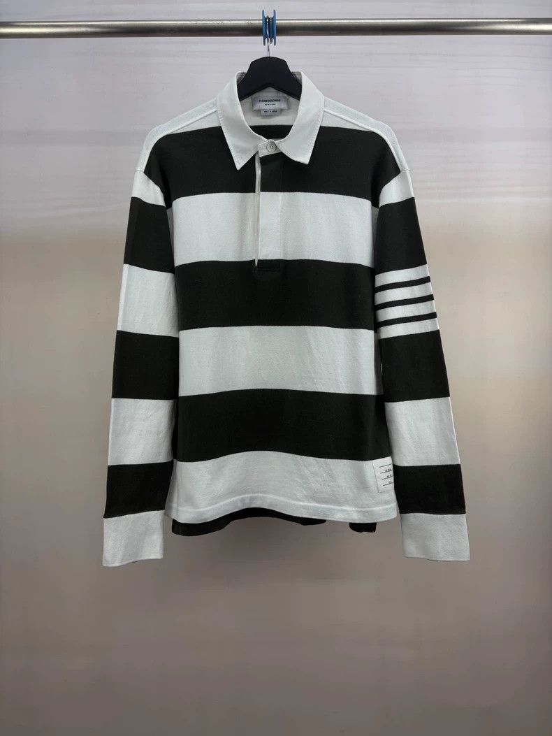 Thom Browne Thom Browne White and green four stripes Polo Size US L / EU 52-54 / 3 - 1 Thumbnail