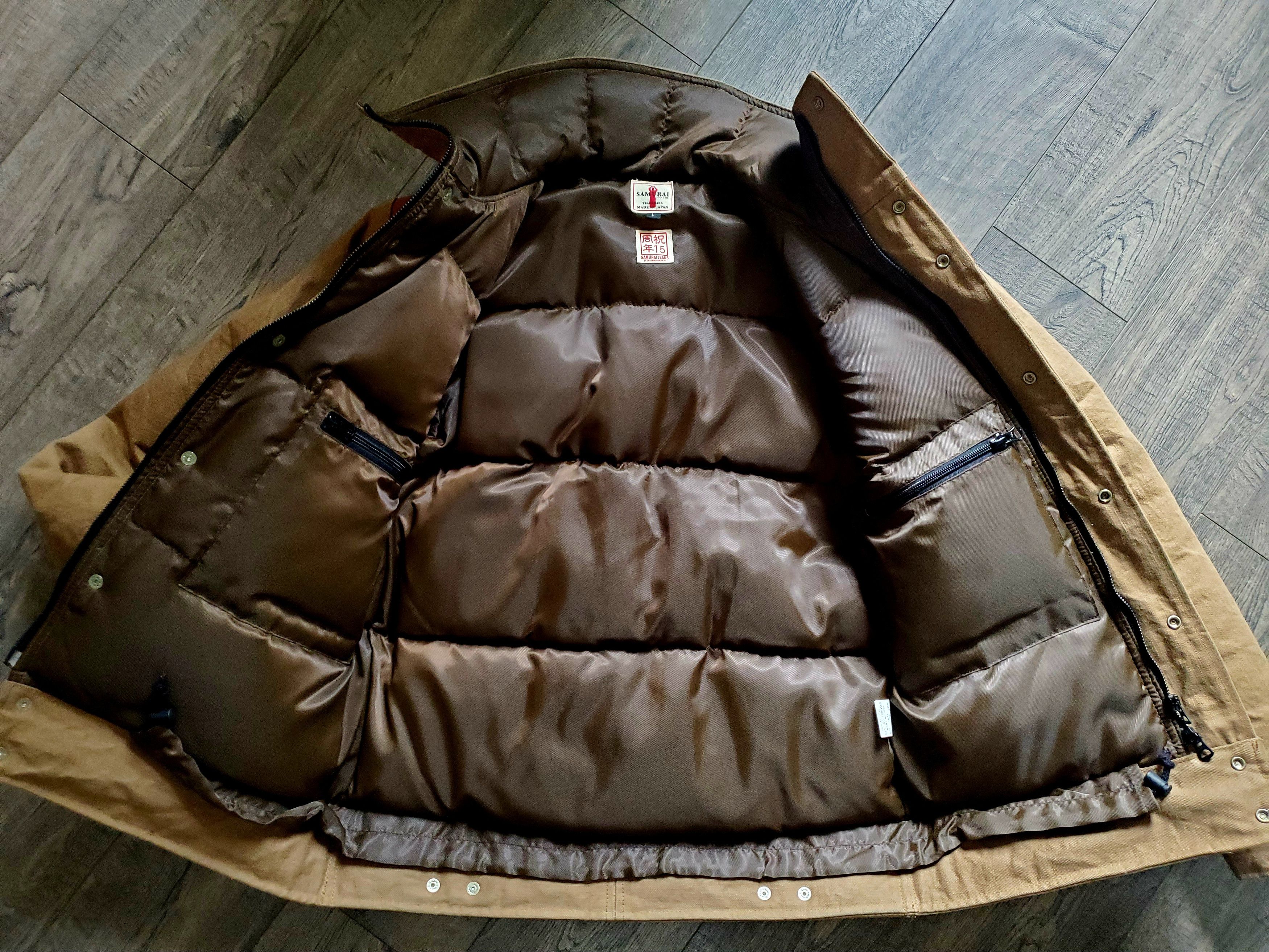 Samurai Jeans Kakishibu Horsehide Selvedge Chino Down Jacket Size US L / EU 52-54 / 3 - 15 Thumbnail