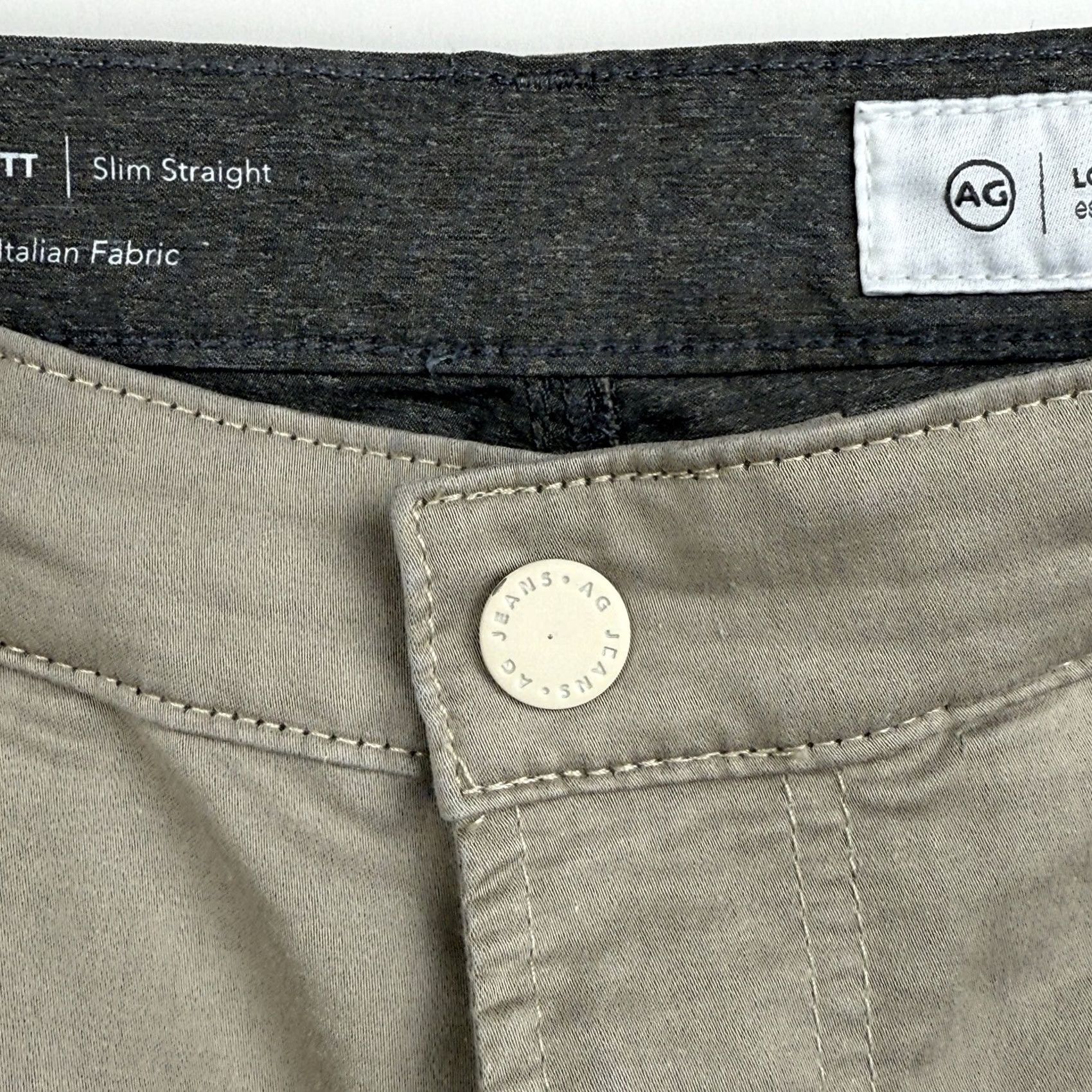 Vintage AG Adriano Goldschmied The Everett Slim Straight Chino Pants Mens 37x28 Beige Size US 35 - 4 Thumbnail