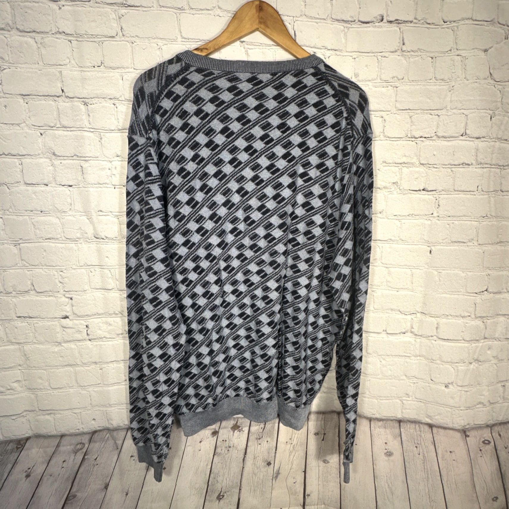 Callaway CALLAWAY Vneck Sweater Mens XL Black Gray Golf Collection Vintage Argyle Pima Cotton Pullover Size US XL / EU 56 / 4 - 4 Thumbnail