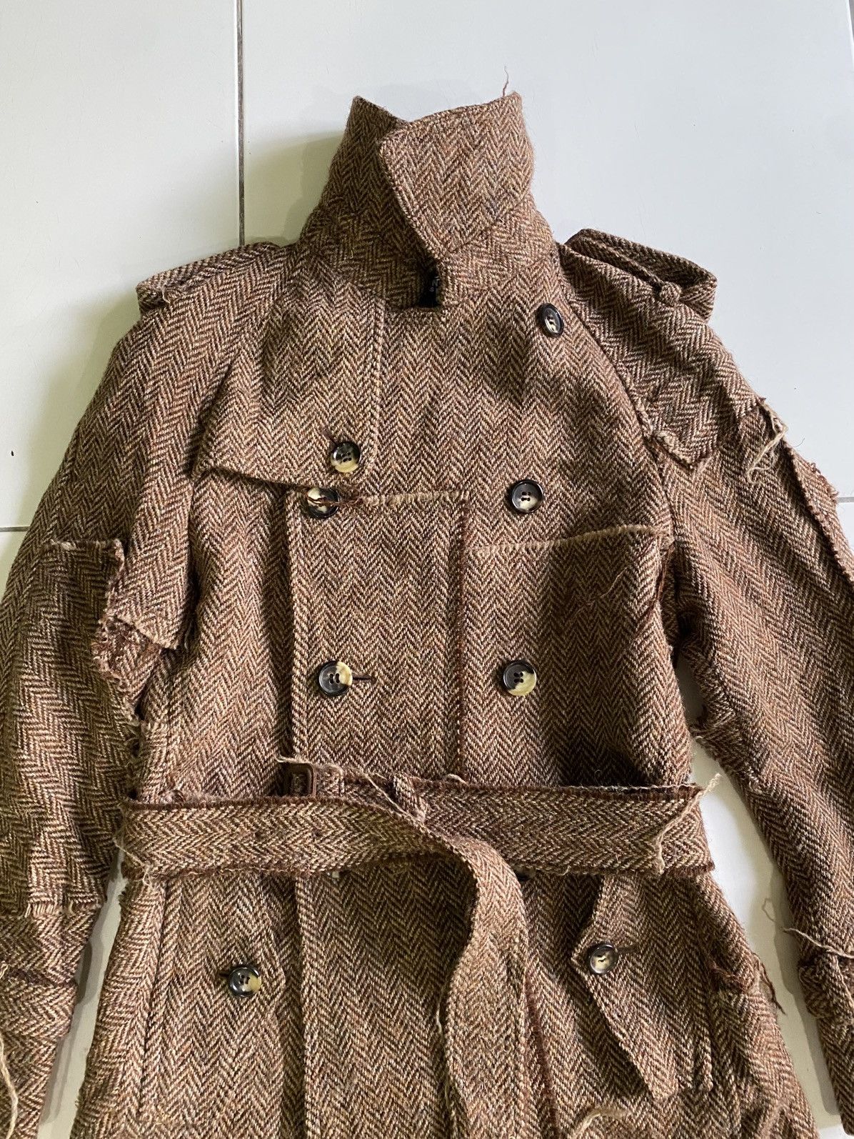 Comme des Garcons Vintage 2004 WNC001 Wool patchwork Trench Coat Size US M / EU 48-50 / 2 - 5 Thumbnail
