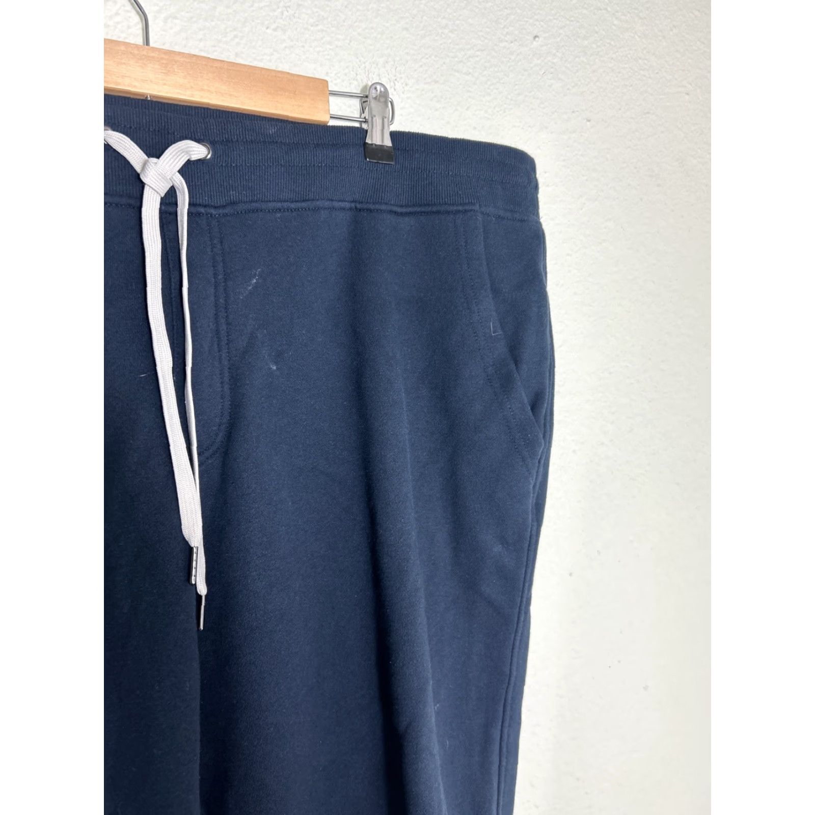 Vintage True Classic Fleece Joggers Mens 2XL Navy Blue Cotton Polyester Spandex Tapered Pockets Drawstring Elastic Waist M Size US 39 - 5 Thumbnail