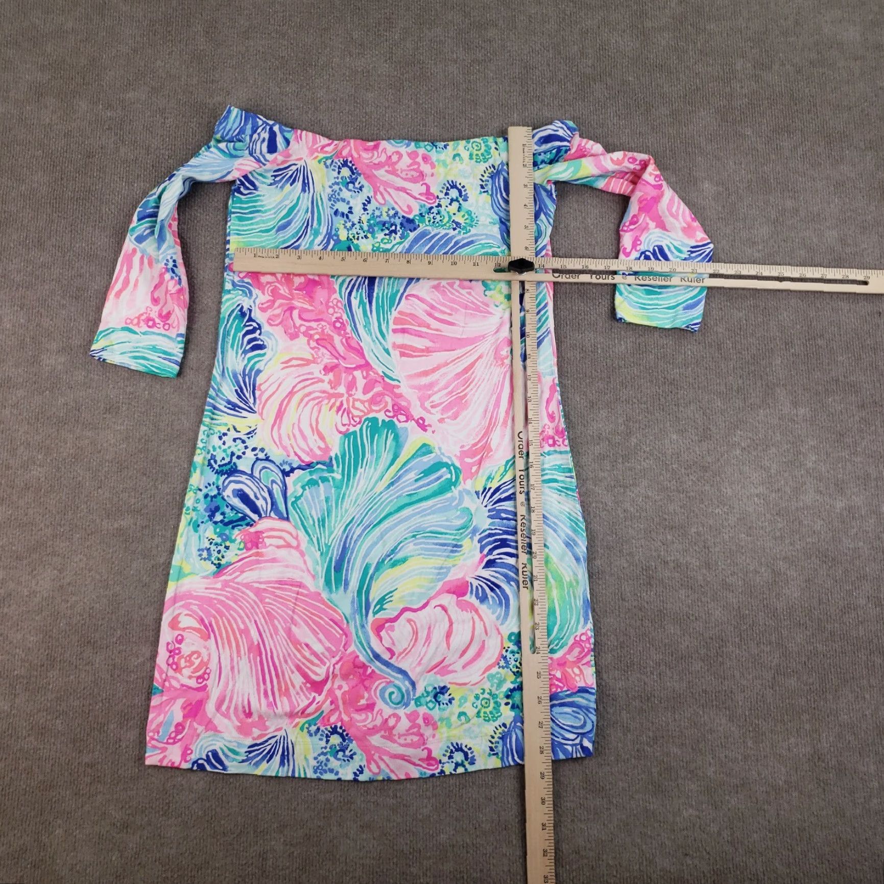 Lilly Pulitzer VINTAGE Lilly Pulitzer Laurana Dress Womens XS Pink Blue Off the Shoulder Beach Please Size XS / US 0-2 / IT 36-38 - 2 Thumbnail