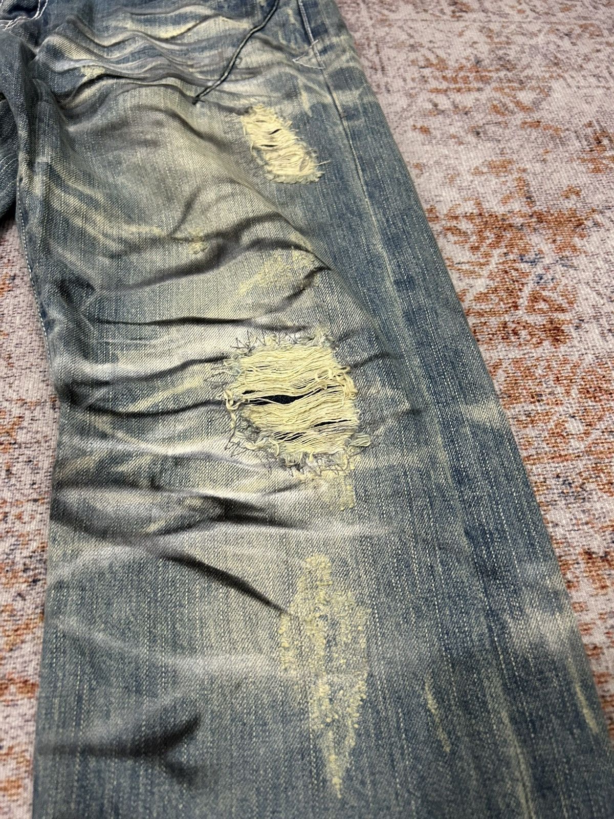 If Six Was Nine Urban Craft HonneyComb Painted Distressed Jeans Size US 34 / EU 50 - 6 Thumbnail