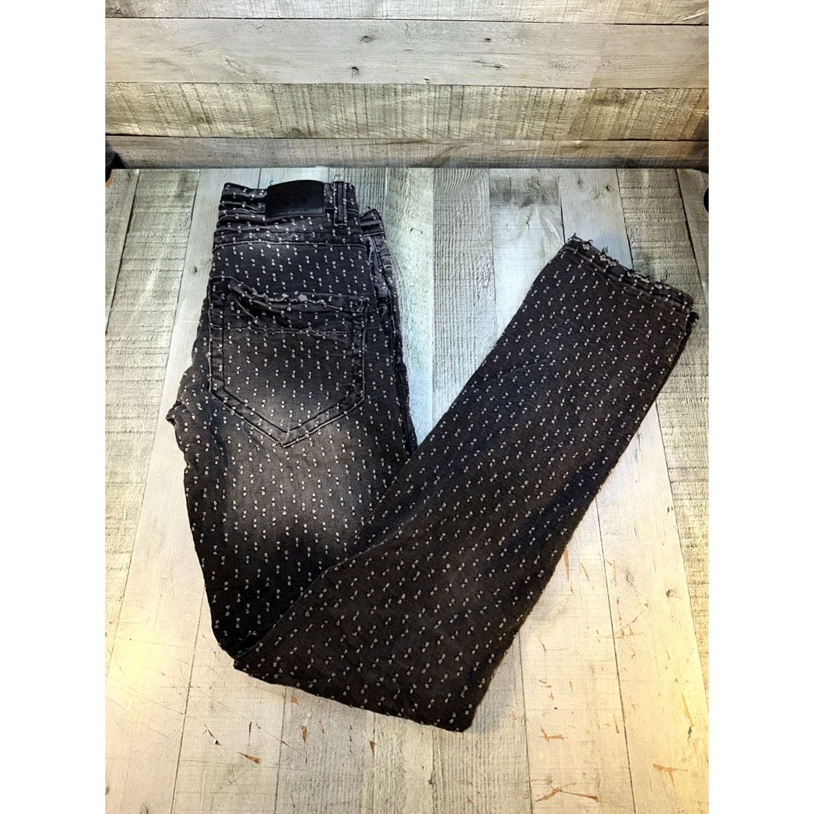 Denime Smugglers Moon Jeans Mens 28x35 Black Slim Patterned Distressed Denim Skinny Moon Theme Mens Jeans Slim Fit Distressed Patterned Black Size US 28 / EU 44 - 3 Thumbnail