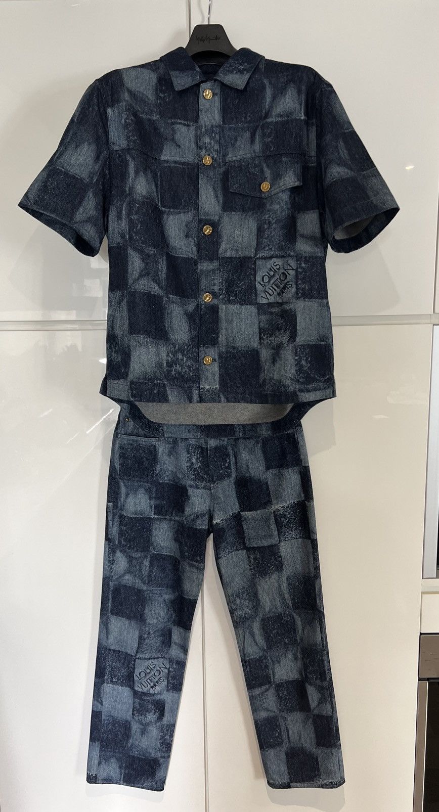 Louis Vuitton (Set price) Logo Checkered Damier Denim Shirts + Pant Size US S / EU 44-46 / 1 - 16 Thumbnail