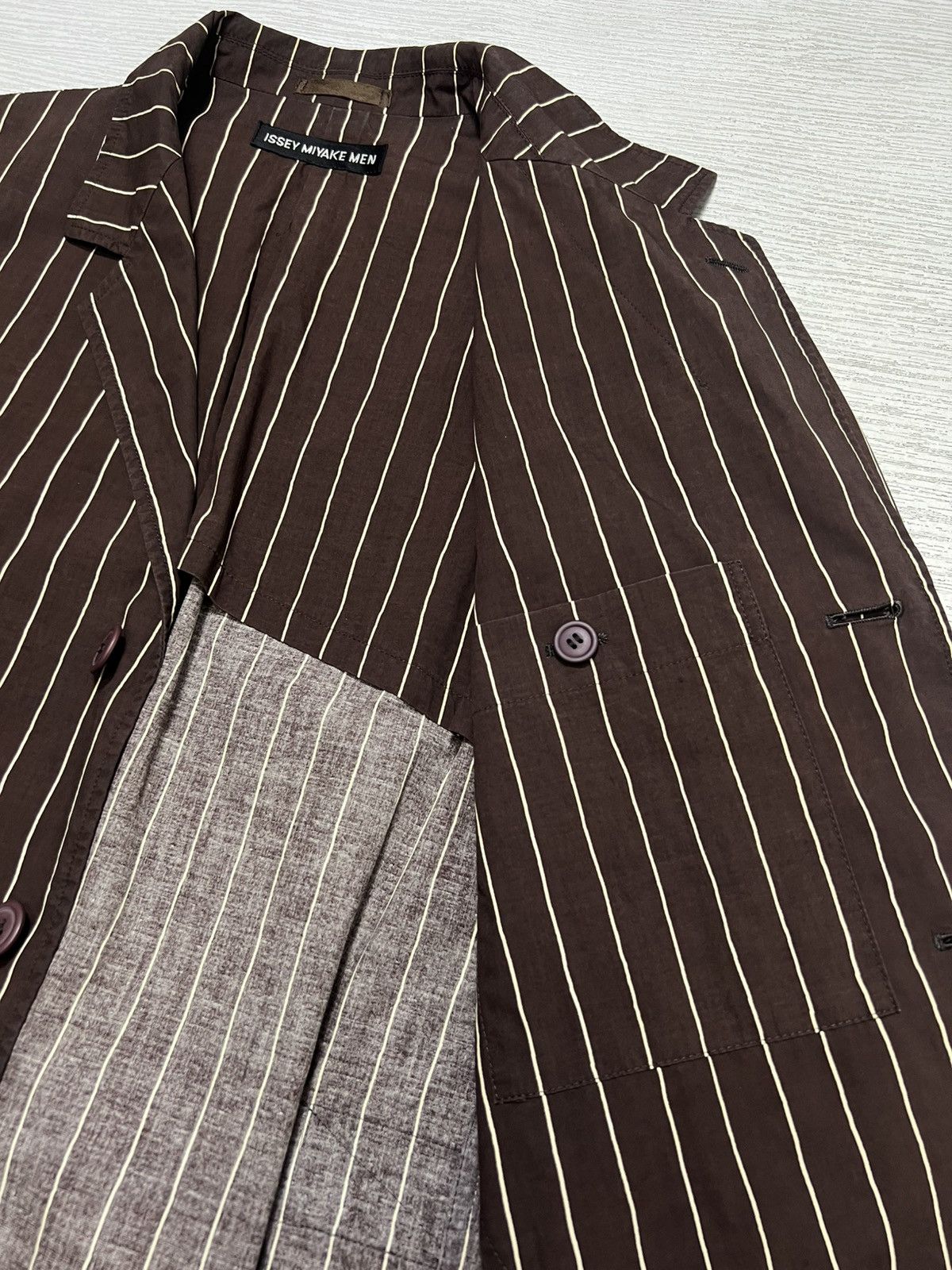 Issey Miyake Issey Miyake Men - Cinch Back Stripe Blazer Size US M / EU 48-50 / 2 - 13 Thumbnail