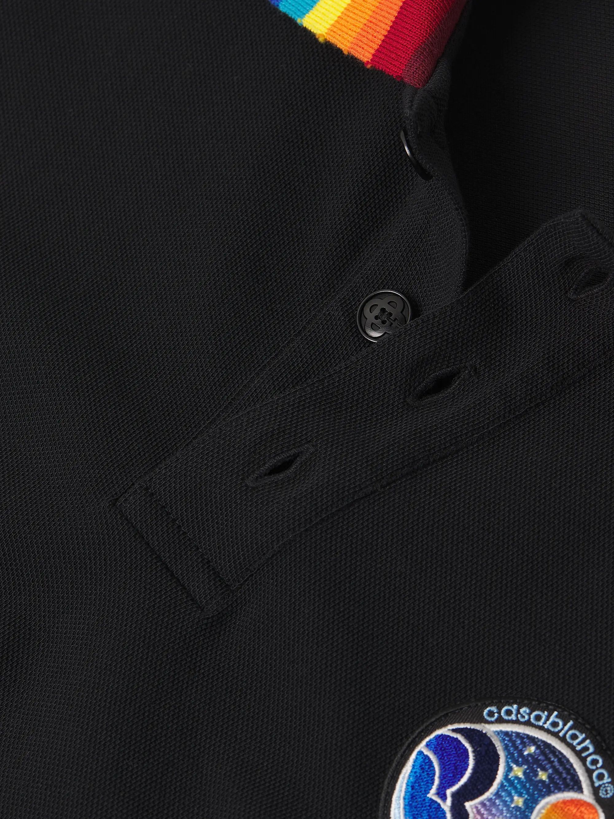 Casablanca os11x0725 Rainbow Cotton Polo Shirt in Black Size US L / EU 52-54 / 3 - 6 Thumbnail