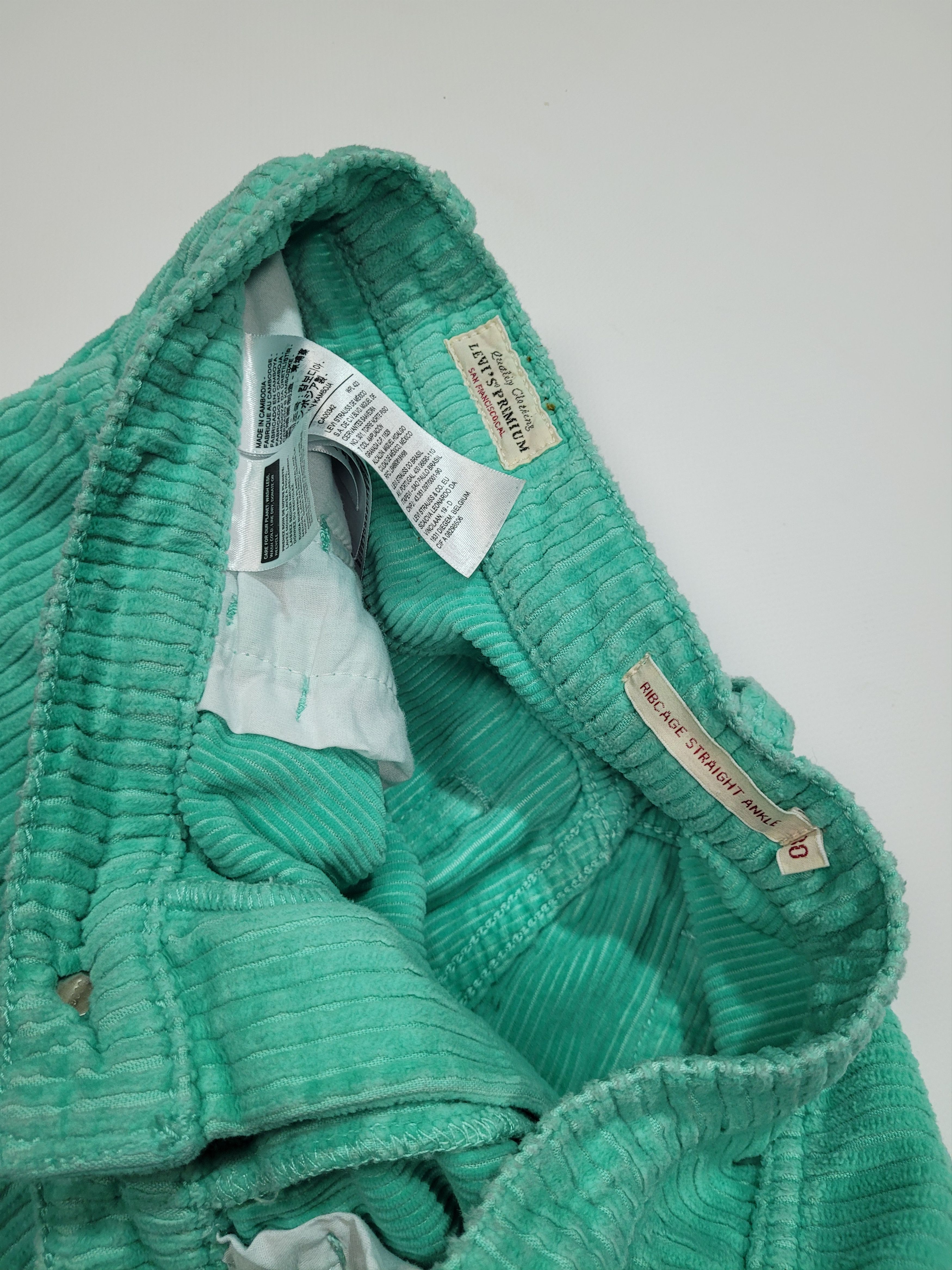 Levi's Levis Aqua Mint Corduroy Ribcage Straight Ankle Pants Size 30" / US 8 / IT 44 - 10 Thumbnail