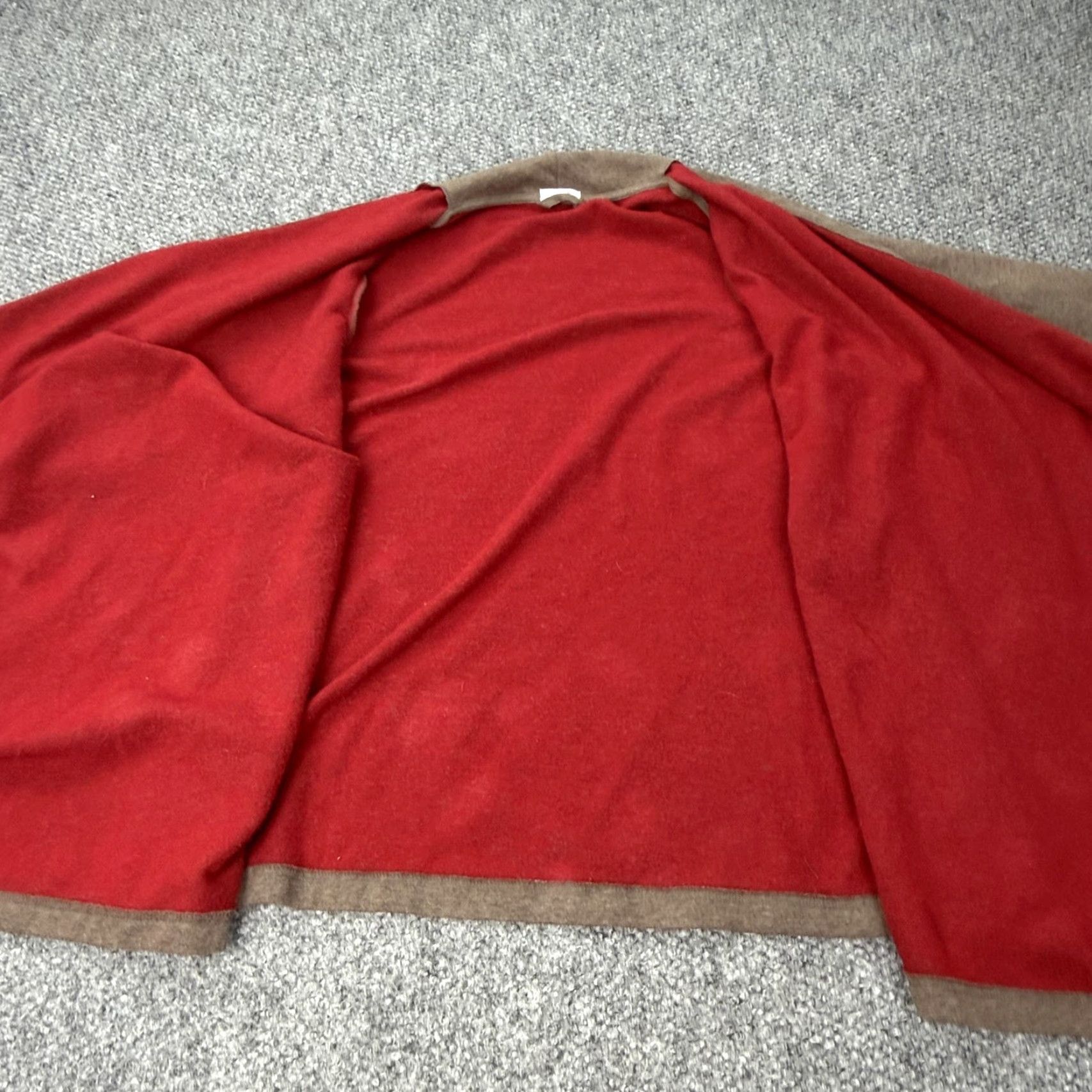 Vintage Open Front Cardigan Sweater Womens Medium Brown Red Lined Wrap Jacket Cozy Size M / US 6-8 / IT 42-44 - 3 Thumbnail